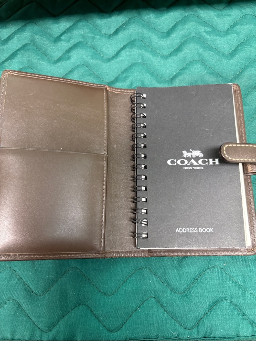 Coach Brown Leather Address Book Cover with Black Notebook